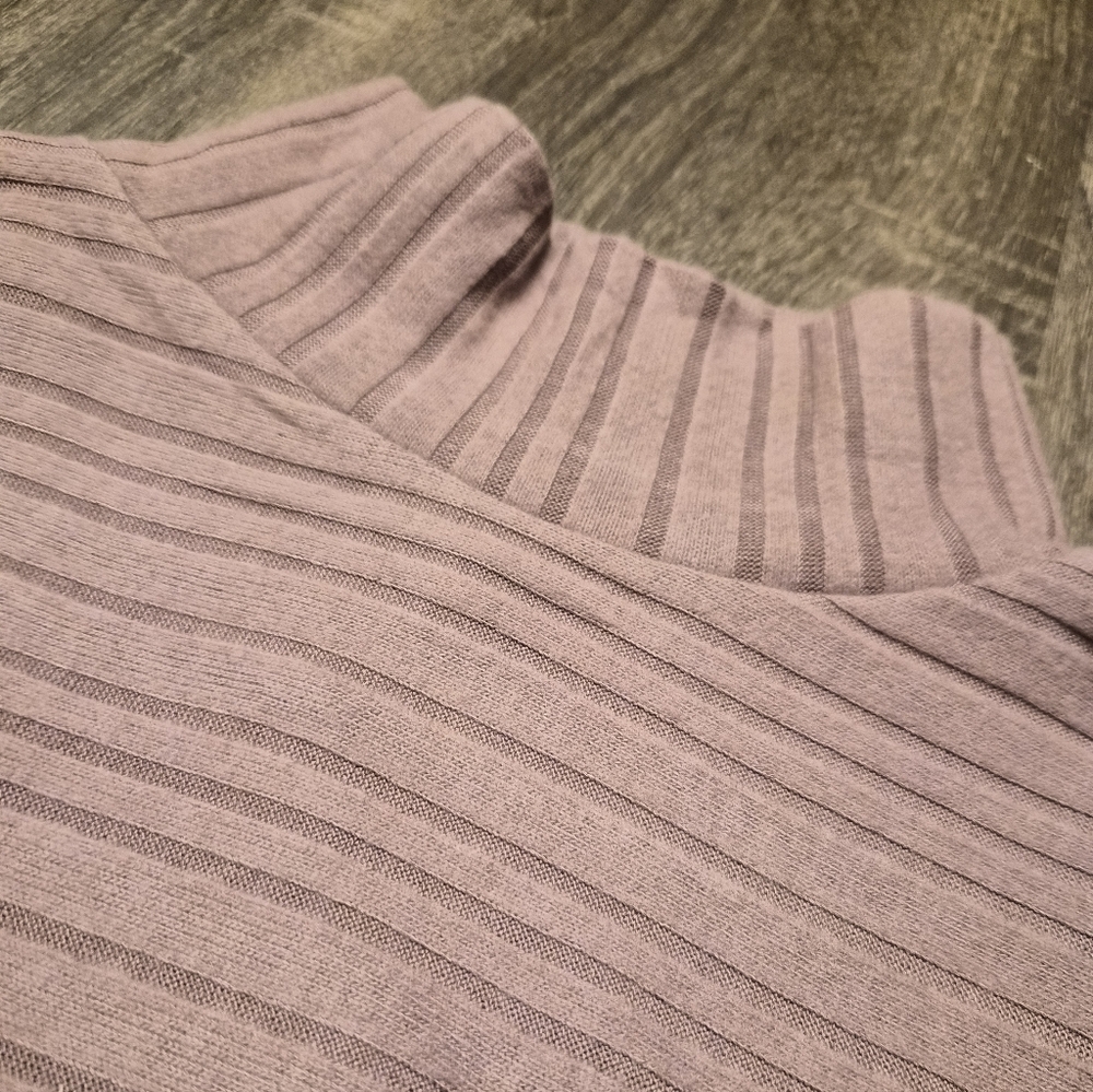 Angie Mauve Batwing Ribbed Mock Neck Long Sleeve Top - Picture 8 of 12